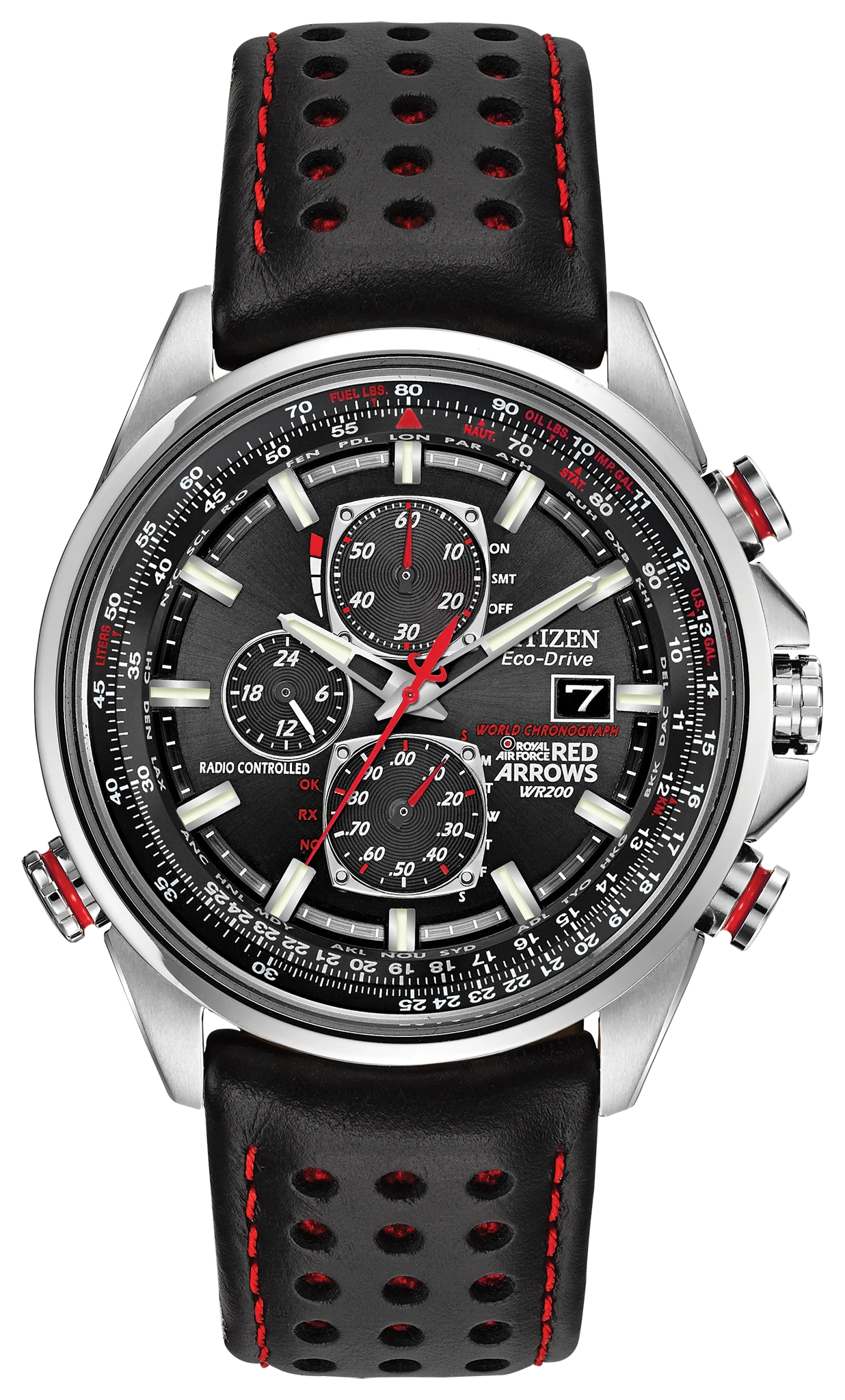 シチズン AT8060-09E エコドライブ イギリス空軍 レッドアローズ Citizen World Chronograph A-T Men's Eco-Drive Black Dial Watch